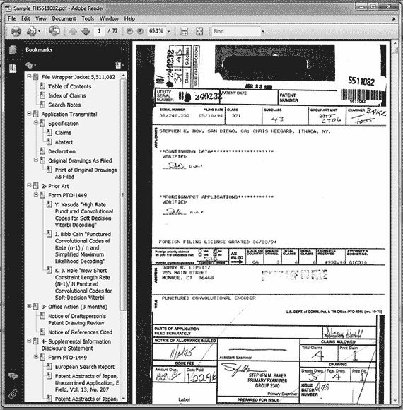 Sample of a Patent File History PDF